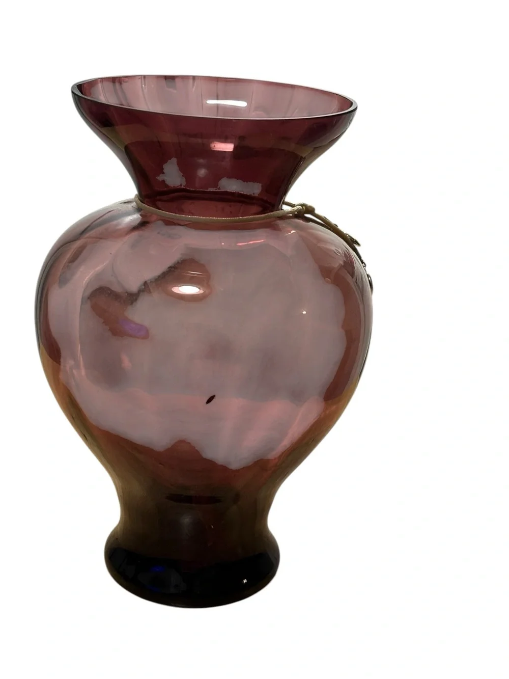 Decorative Amethyst Glass Vase with Heart Charm